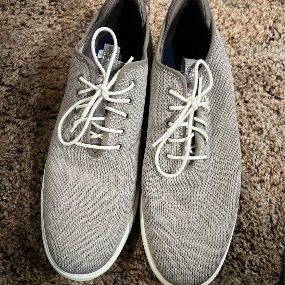Light brown dress shoes with soft sole.